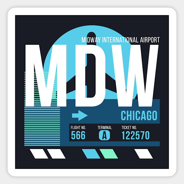 Chicago (MDW) Airport Code Baggage Tag Midway Magnet by SLAG_Creative